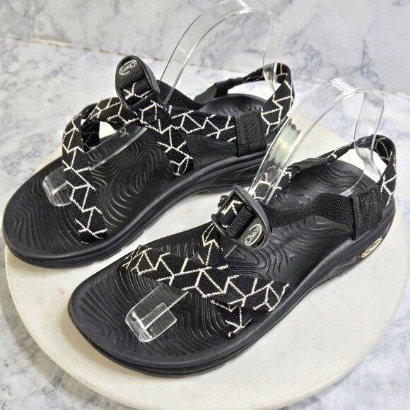 Chaco Z/Volv Sandals Women 7 Penrose Black Geometric Hiking Adjustable Gorpcore - Picture 2 of 9